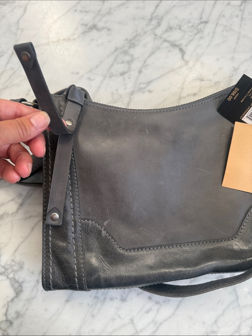 NWT Frye Womens Melissa Carbon Leather Zip-Top Crossbody Bag X1015 - Picture 14 of 14